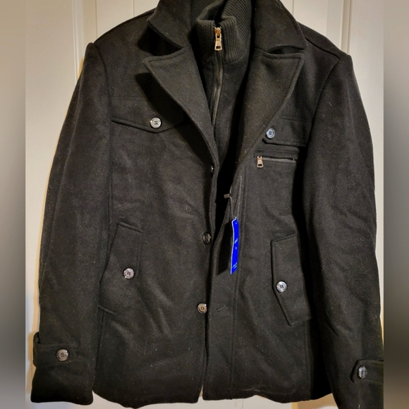 Wool Blend Men's Military Style Peacoat NWT Size Medium - Picture 3 of 5